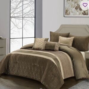 Nanshing 7pc King Trinity Comforter Set Taupe NWT $310